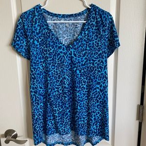 Lilly Pulitzer Blue Cheetah Print Top